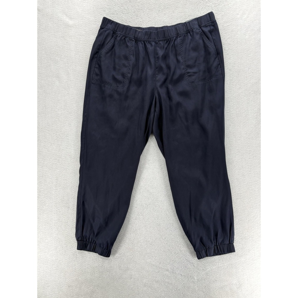 Talbots Joggers Womens 2X Plus Blue Twill Tencel Lyocell Ankle Cuffed Casual NWT